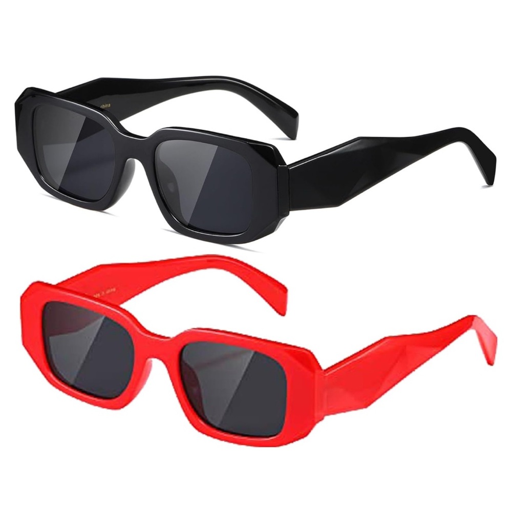 2 pack Stylish Black and Red Sunglasses
